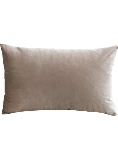 Buy Simple Velvet Decorative Pillow Beige in Saudi Arabia