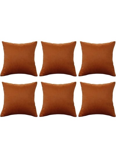 Buy 6-Piece Velvet Decorative Filled Cushion Orange in Saudi Arabia