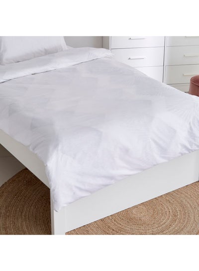 Buy 3-Piece Wellington Solid Twin Duvet Cover Set Cotton White 150 x 220cm in UAE