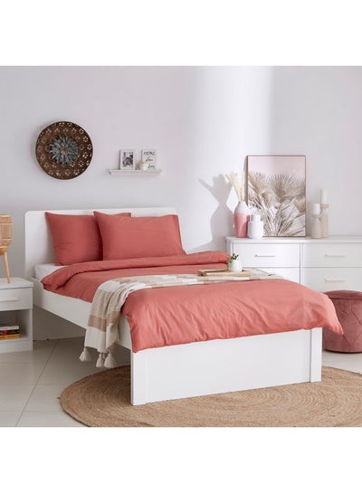 Buy 3-Piece Wellington Solid Twin Duvet Cover Set Cotton Pink 150 x 220cm in Saudi Arabia