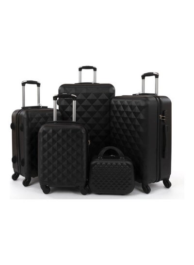 Buy 5-Piece Luggage Trolley Set Black in Saudi Arabia