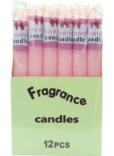 Buy 12-Pieces Rose Scented Candle Pink 20x12x4cm in UAE