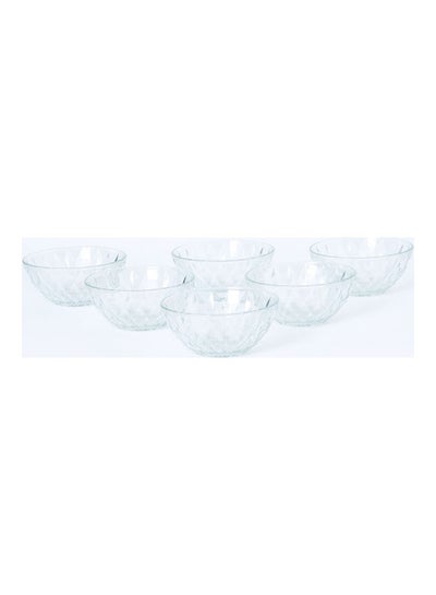 Buy 6-Piece Aroha Diamond Glass Bowl Set Clear 12.5x5cm in UAE