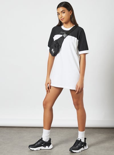 Buy Colorblock T-Shirt Dress White/Black in UAE