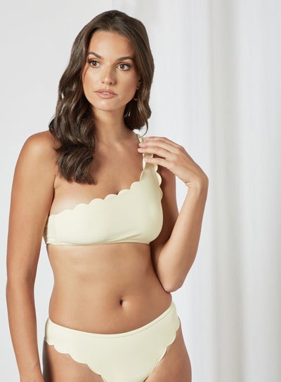 Buy One-Shoulder Scallop Bikini Top Yellow in UAE