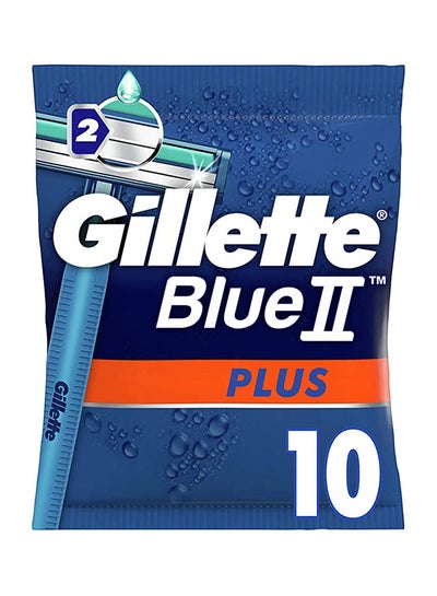 Buy Blue II Plus Disposable Razor Pack of 10 in Saudi Arabia