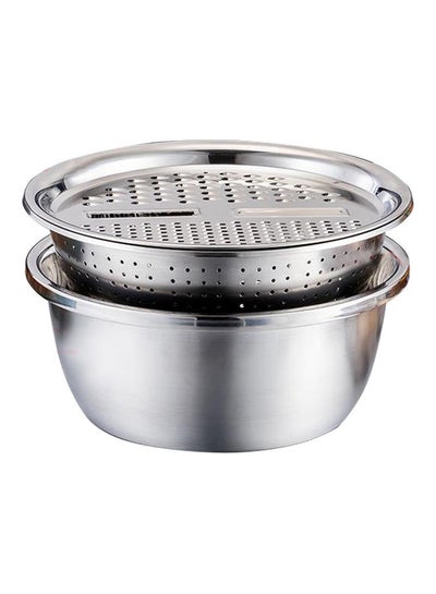 Buy Stainless Steel Kitchen Basin Grater with Lid Silver in UAE