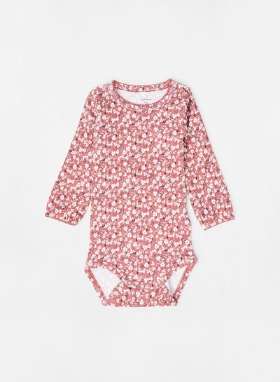 Buy Baby Floral Print Bodysuit Dark Pink in UAE