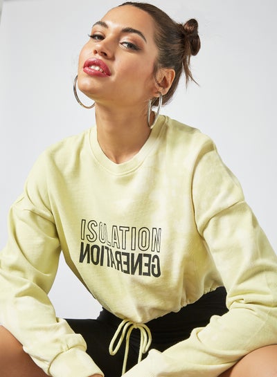 Buy Tie Dye Cropped Sweatshirt Light Green in Saudi Arabia