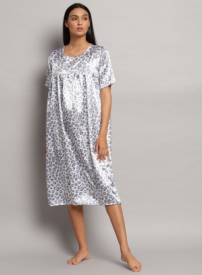 Buy Casual Midi Nightdress Grey/Black in Saudi Arabia