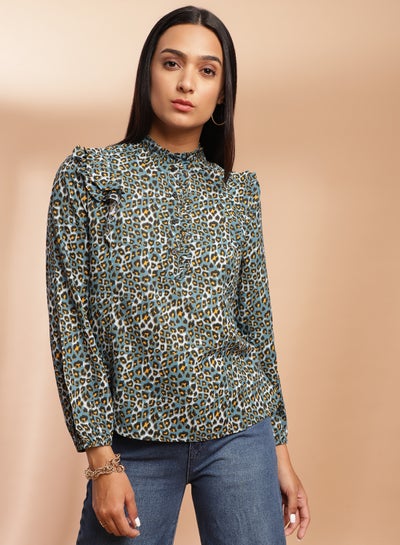 Buy Animal Pattern Long Sleeve Top Multicolour in Saudi Arabia