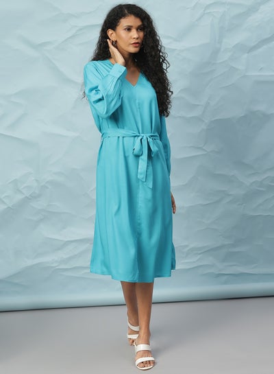 Buy V-Neck Casual Dress Turquoise in Saudi Arabia