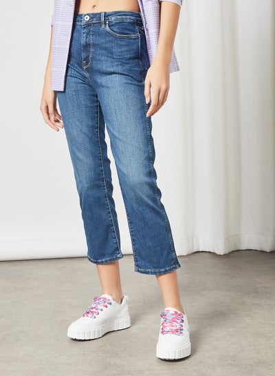 Buy Wide Leg Denim Jeans Blue in UAE