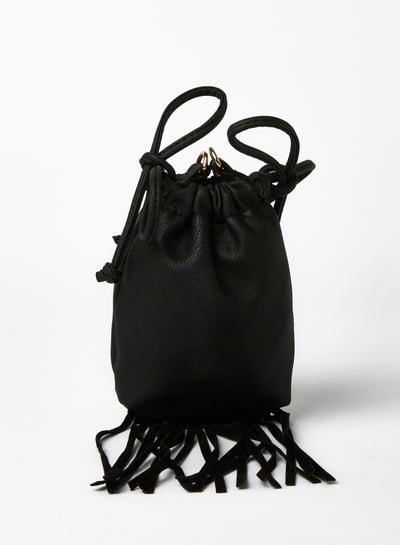 QZUnique Women's PU Leather Drawstring Bucket Bag (Black, One Size) :  : Fashion