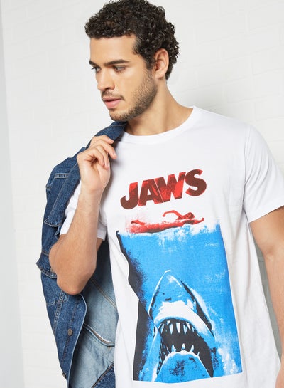 Buy Jaws Print T-Shirt White in Saudi Arabia