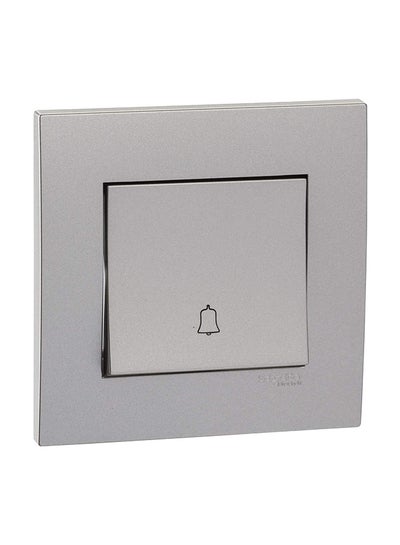 Buy 1-Gang Vivace Retractive Door Bell Switch with Symbol 2 Way 10A Aluminium Silver in UAE