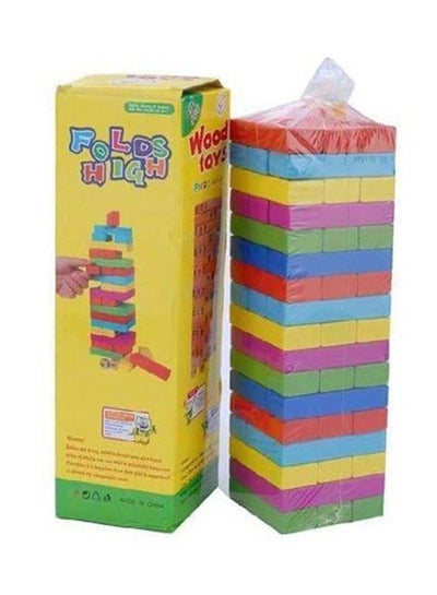 اشتري 48-Piece Folds High Wood Toy Set Multicolored For Upto 6+ Years Durable And Sturdy في السعودية