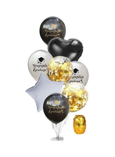 اشتري 15-Piece High-Quality Latex Congratulate Graduate Printed Decorative Balloon Set 0.5x1cm في مصر