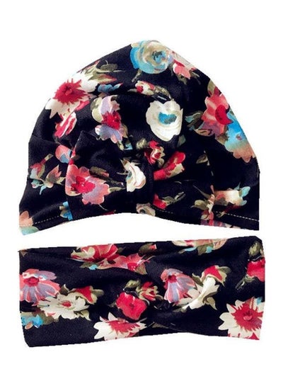 Buy Floral Printed Mom And Me Turban Headbands Multicolour in UAE