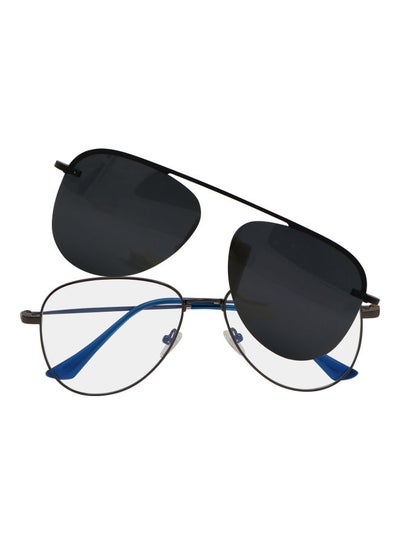 Buy Aviator Anti-Blue Light Eyeglasses With Clip On Sunglasses in UAE