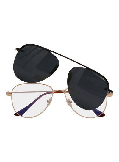 Buy Aviator Anti-Blue Light Eyeglasses With Clip On Sunglasses in UAE