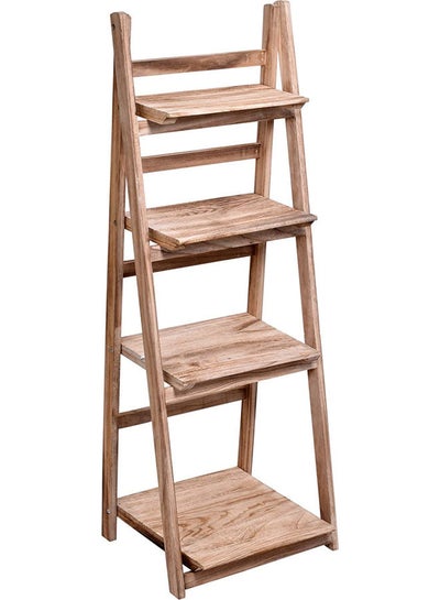 Buy 4-Floor Ladder Design Foldable Wooden Flower Rack Beige in Saudi Arabia