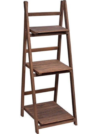 Buy 3-Floor Ladder Design Foldable Wooden Flower Rack Brown in UAE