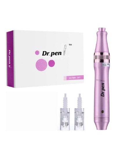 Buy Ultima M7 Derma Pen With 2 Needle Cartridges Purple/White in UAE