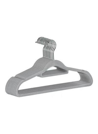 Buy 10-Piece Non-Slip Flocking Hangers Grey in Saudi Arabia