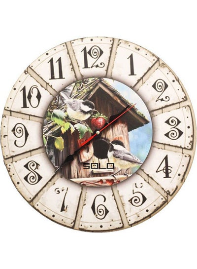 Buy H590 Modern Wooden Round Analog Wall Clock Multicolour 40cm in Egypt