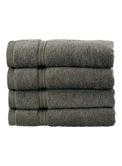 اشتري 100% Combed Cotton 4-Piece Hand Towel Set (40x70 Cm) 600 Gsm Cotton Towel - Quick Dry Highly Absorbent Thick Handroom Towels - Soft Hotel Quality رمادي 40x70سم في الامارات