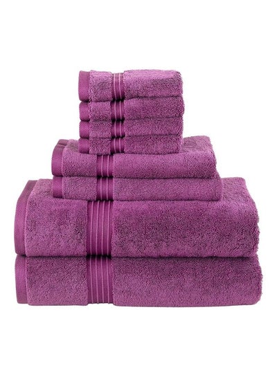 اشتري طقم مناشف قطنية مكون من 8 قطع لون برقوقي Bath Towel(27x54), Hand Towel(16x28), Washcloth(12x12)بوصة في الامارات