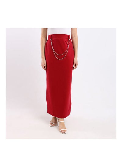 Buy Plain Basic Maxi Skirt Red in Egypt