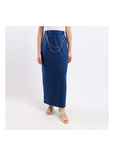 Buy Plain Basic Maxi Skirt Blue in Egypt