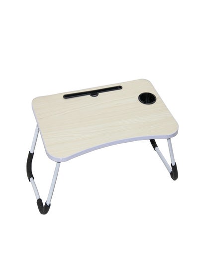 Buy Foldable Laptop Table With Cup Holder Beige Beige 60 x 40cm in Egypt