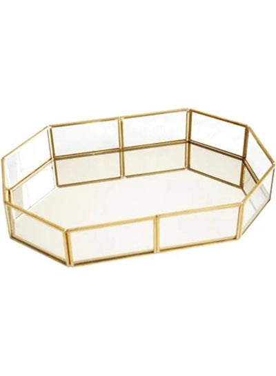 Buy Vanity Mirror Decorative Tray Medium gold in UAE