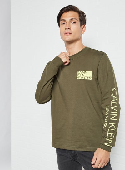 Buy Logo Detail Sweatshirt Olive in UAE