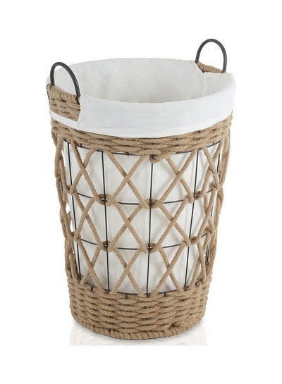 Buy Small Open Weave Hamper Brown/White 54x40x40cm in UAE