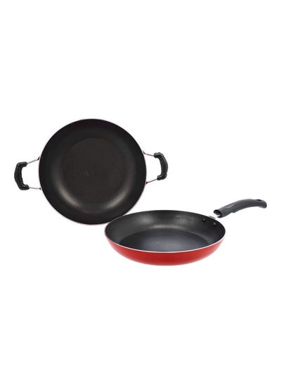 اشتري طقم أدوات طهي من قطعتين أسود/أحمر 1  Frypan (26cm), 1 Kadai (26cm) في الامارات