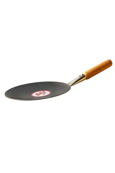 Buy Light Weight Iron Roti Tawa With Wood Handle Black 10inch in UAE