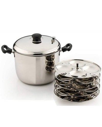 Buy Stainless Steel Idly Cooker 20 Pits 5 Plates Silver 23cm in UAE