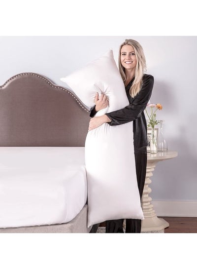 Buy Large Body Cotton Pillow with Removable Cover Cotton White 140 x 50cm in UAE