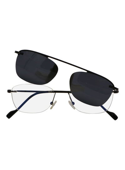 اشتري Rectangular Rimless Anti-Blue Light Glasses With Clip On Sunglasses في الامارات