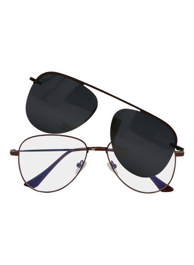 Buy Aviator Anti-Blue Light Glasses With Clip On Sunglasses in UAE