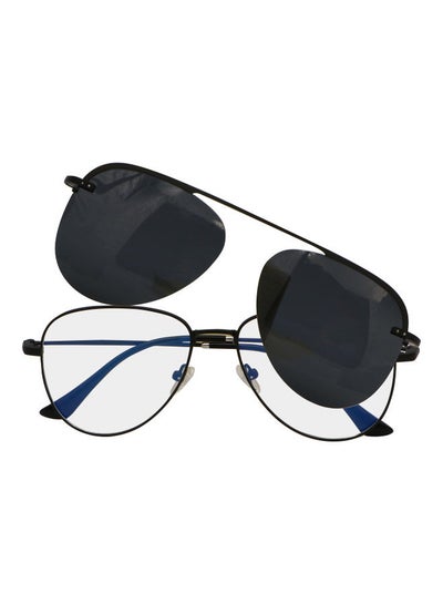 Buy Aviator Anti-Blue Light Glasses With Clip On Sunglasses in UAE