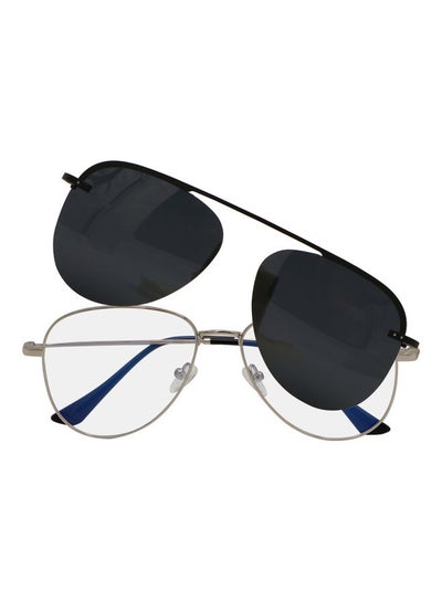 Buy Aviator Anti-Blue Light Glasses With Clip On Sunglasses in UAE