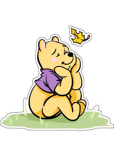 Buy Winnie The Pooh Printed Wall Sticker Yellow/Purple/Green in UAE