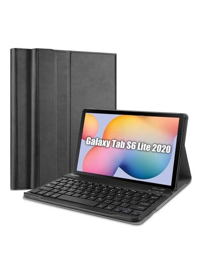 Buy Slim Lightweight Smart Cover with Wireless Keyboard for Galaxy Tab S6 Lite Black in Saudi Arabia