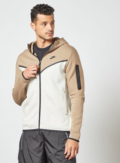 beige tech fleece hoodie