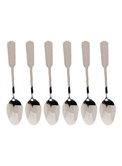 Buy 6-Piece Elegant Serving Spoons Silver 25cm in Saudi Arabia